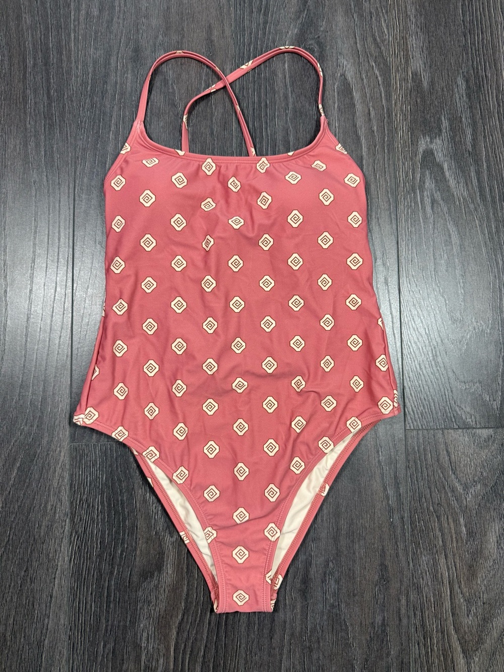 Shade & Shore Coral Pink Geometric One-Piece Swimsuit